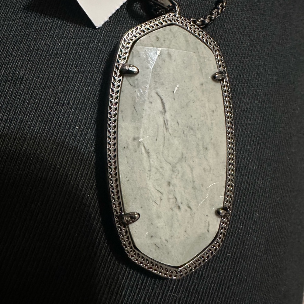 Kendra Scott prototype stone Ried Pendant Necklace in gunmetal - Picture 2 of 2